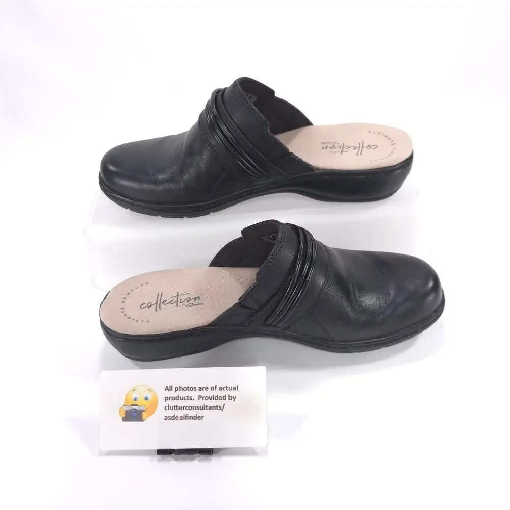 Collection by Clarks Leather Mule Clog Flat Shoe Womens Size 5 22545 Black